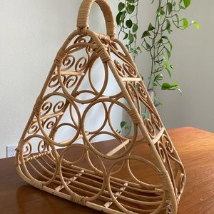 Boho rattan wine rack